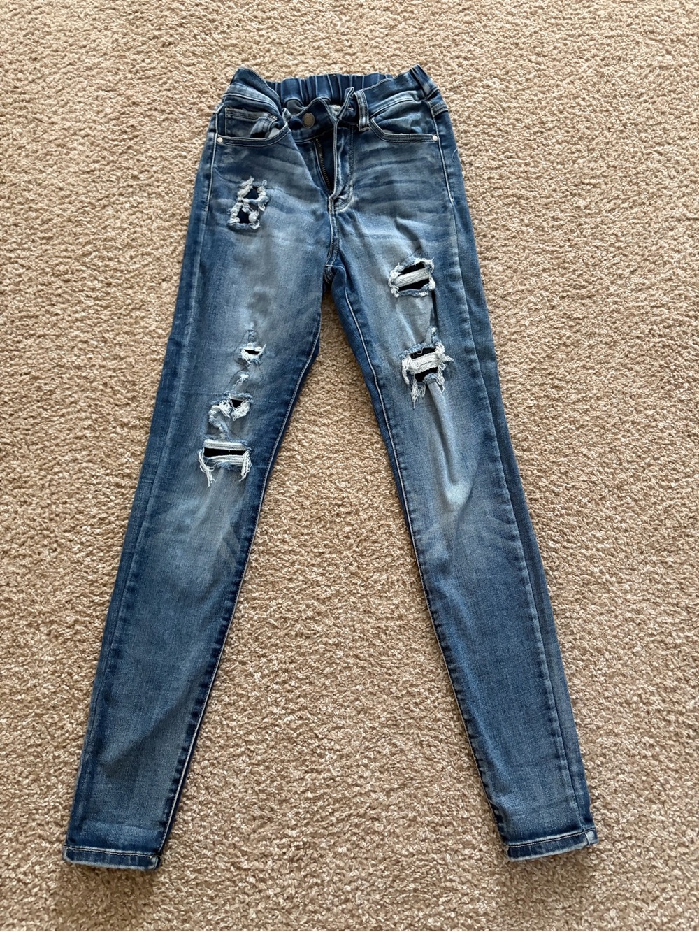 Grace & Lace Distressed Skinny Jeans - Blue Wash
